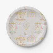 Whimsical Amusement Park Carousel Baby Shower Pappteller (Vorderseite)