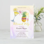 Whimsical Ananas Cocktail Lemon Rente Einladung (Stehend Vorderseite)