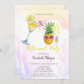 Whimsical Ananas Cocktail Lemon Rente Einladung (Vorne/Hinten)