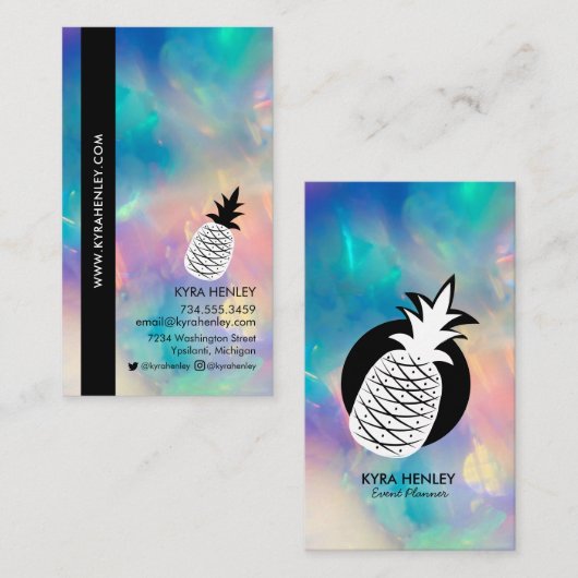 Whimsical Ananas Einfach Schwarz-weiß jeden Servic Visitenkarte (Vorne/Hinten)