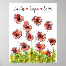 Whimsical and Colorful Red Poppe Blume Poster