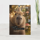 Whimsical and Funny Capybara Birthday Card Karte (Vorderseite)