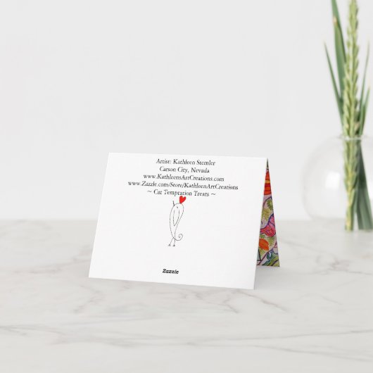 Whimsical and Funny Cat Painting Grußkarten Karte (Rückseite)