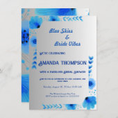Whimsical and Sweet Blue Bridal Dusche Einladung (Vorne/Hinten)