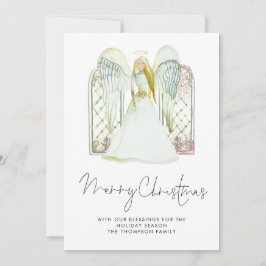 Whimsical Angel Merry Christmas Script Feiertagskarte