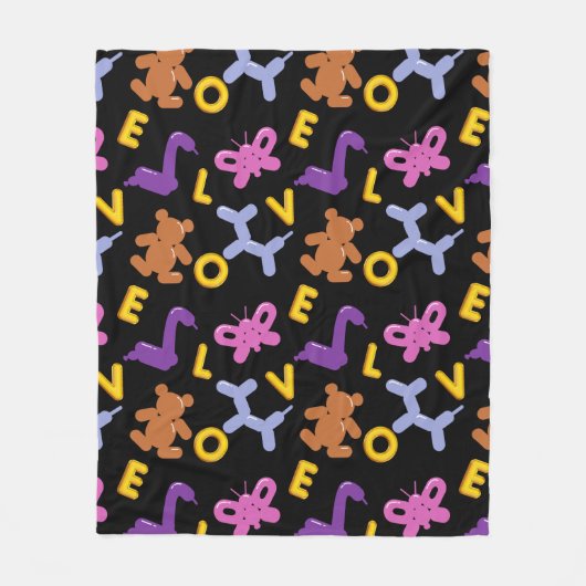 Whimsical Animal Balloons & LIEBE Letters Fleecedecke (Vorderseite)