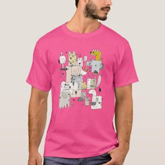 Whimsical Animal Face Collage Design Freunde T-Shirt