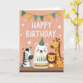 Whimsical Animal Friends Karte (Gelbe Blume)
