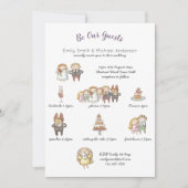 Whimsical Animal Timeline Wedding Einladungen (Vorderseite)