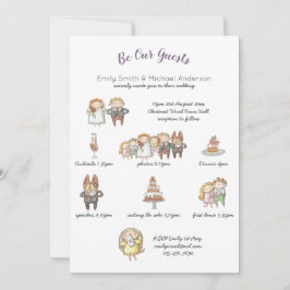 Whimsical Animal Timeline Wedding Einladungen