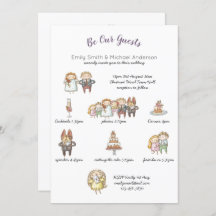 Whimsical Animal Timeline Wedding Einladungen