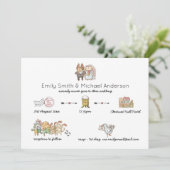 Whimsical Animal Timeline Wedding Einladungen (Stehend Vorderseite)