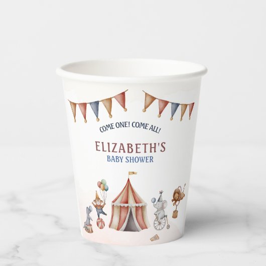 Whimsical Animals Circus Party Babydusche Pappbecher (Vorderseite)