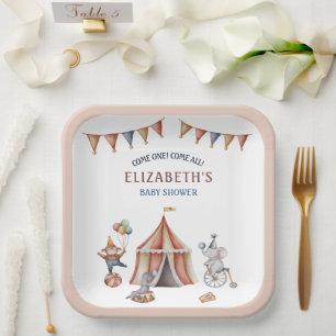 Whimsical Animals Circus Party Babydusche Pappteller