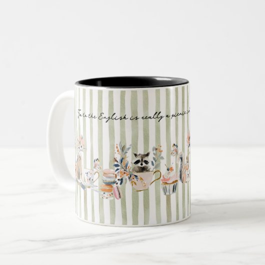 Whimsical Animals Drinking Time Zweifarbige Tasse (Vorderseite Links)