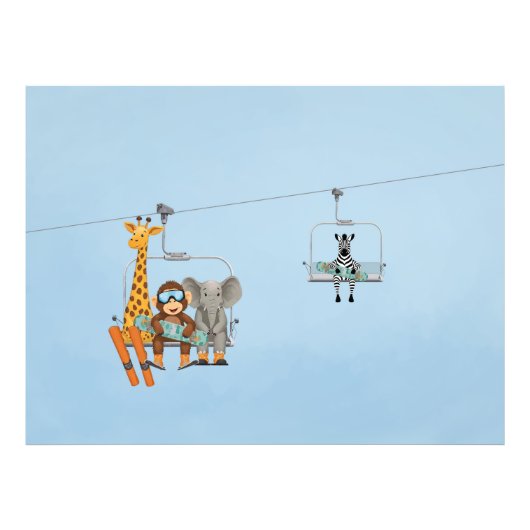 Whimsical Animals Riding Chairlift Poster (Vorne)