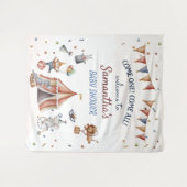 Whimsical AnimalsCircus Party Babydusche Hintergru Wandteppich (Vorderseite (Horizontal))