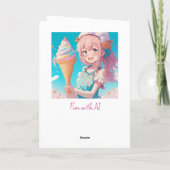 Whimsical Anime Girl with Ice Cream Cone Geburtsta Karte (Rückseite)