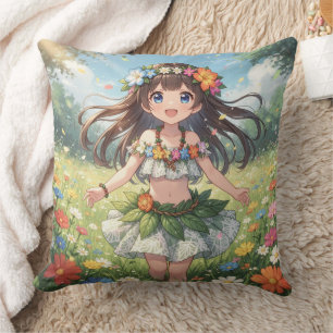 Whimsical Anime Mädchen  Kissen