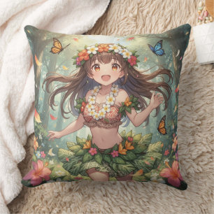 Whimsical Anime Mädchen Kissen