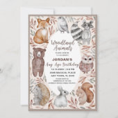 Whimsical Any Age Woodland Animals Birthday Party Einladung (Vorderseite)
