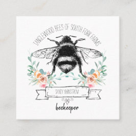 Whimsical Apiary Elegant Honey Beekeeper-Logo Quadratische Visitenkarte