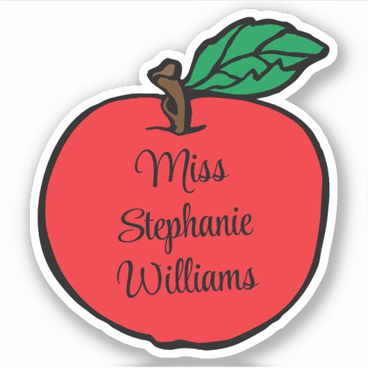 Whimsical Apple Teacher's Name Cutout Aufkleber (Vorderseite)