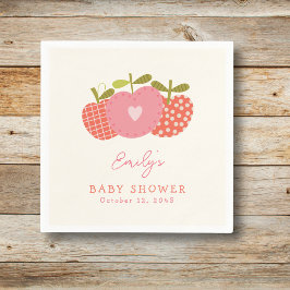 Whimsical Apple Theme Fall Baby Dusche Rosa Red Serviette