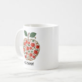 Whimsical Apple Tree Lustration mit Bienen und Reb Kaffeetasse (Vorderseite Links)