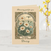 Whimsical April Blooms Art Nouveau Design Karte (Gelbe Blume)
