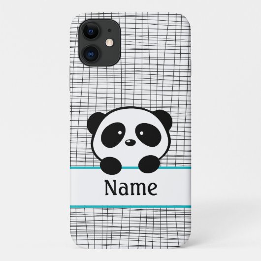 Whimsical Aqua Blue Personalisiert Panda Case-Mate iPhone Hülle (Rückseite)
