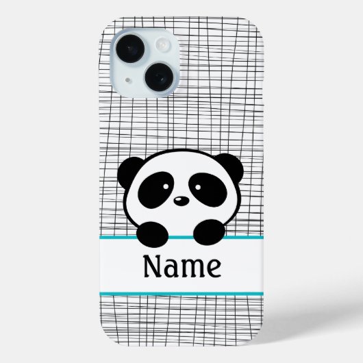 Whimsical Aqua Blue Personalisiert Panda Case-Mate iPhone Hülle (Rückseite)