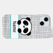 Whimsical Aqua Blue Personalisiert Panda Case-Mate iPhone Hülle (Rückseite (Horizontal))