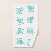 Whimsical Aqua Blue Sea Turtles Nautical Pattern Badhandtuch Set (Handtuch)