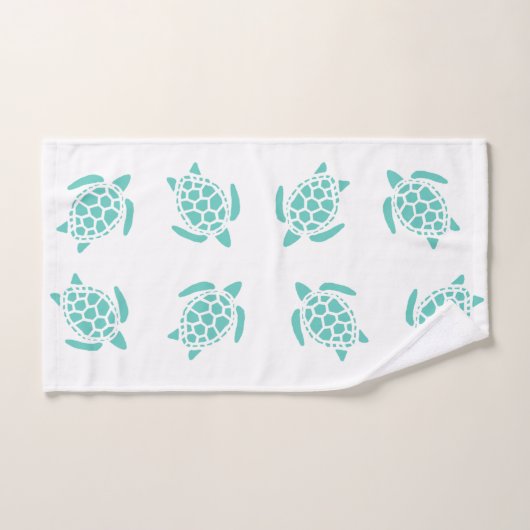 Whimsical Aqua Blue Sea Turtles Nautical Pattern Badhandtuch Set (Handtuch)