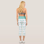 Whimsical Aqua Blue Sea Turtles Nautical Pattern Capri Leggings (Rückseite)