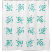 Whimsical Aqua Blue Sea Turtles Nautical Pattern Duschvorhang (Vorderseite)