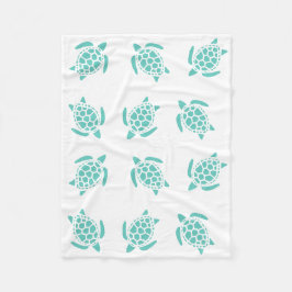 Whimsical Aqua Blue Sea Turtles Nautical Pattern Fleecedecke