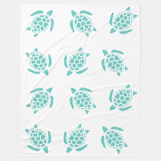 Whimsical Aqua Blue Sea Turtles Nautical Pattern Fleecedecke (Vorderseite)