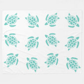 Whimsical Aqua Blue Sea Turtles Nautical Pattern Fleecedecke (Vorderseite (Horizontal))