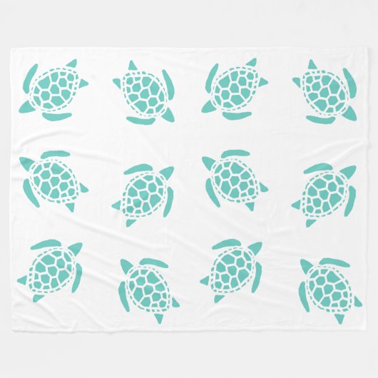 Whimsical Aqua Blue Sea Turtles Nautical Pattern Fleecedecke (Vorderseite (Horizontal))
