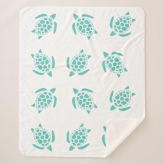 Whimsical Aqua Blue Sea Turtles Nautical Pattern Sherpadecke (Vorderseite)