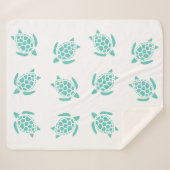 Whimsical Aqua Blue Sea Turtles Nautical Pattern Sherpadecke (Vorderseite (Horizontal))