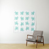 Whimsical Aqua Blue Sea Turtles Nautical Pattern Wandteppich (Beispiel (Horizontal))
