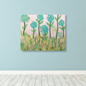 Whimsical Aqua Blume Leinwanddruck (Insitu (Holzboden))