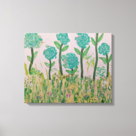 Whimsical Aqua Blume Leinwanddruck