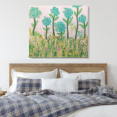Whimsical Aqua Blume Leinwanddruck (Insitu (Schlafzimmer))