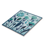 Whimsical Aqua Turquoise Floral Blume Fliese (Seite)