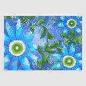 Whimsical Aquamarin Blue Floral Blume Decoupage Seidenpapier (Vorderseite)