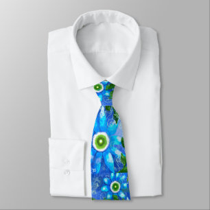 Whimsical Aquamarin Blue Green Floral Blume Blume Krawatte